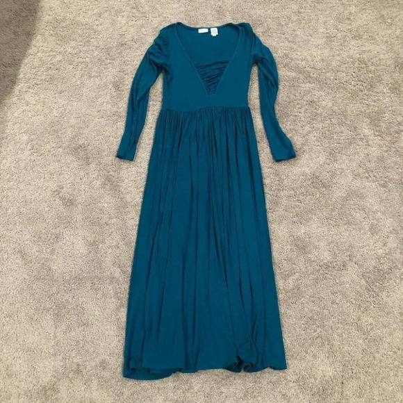 Newport News Blue Long Sleeve Maxi Dress Size Extra Small - Picture 1 of 7